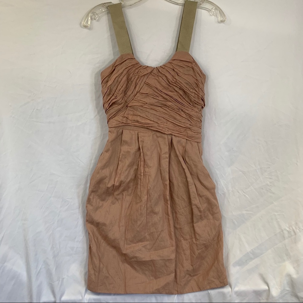 J. Crew Pleated Raw Dress with Ribbon Straps